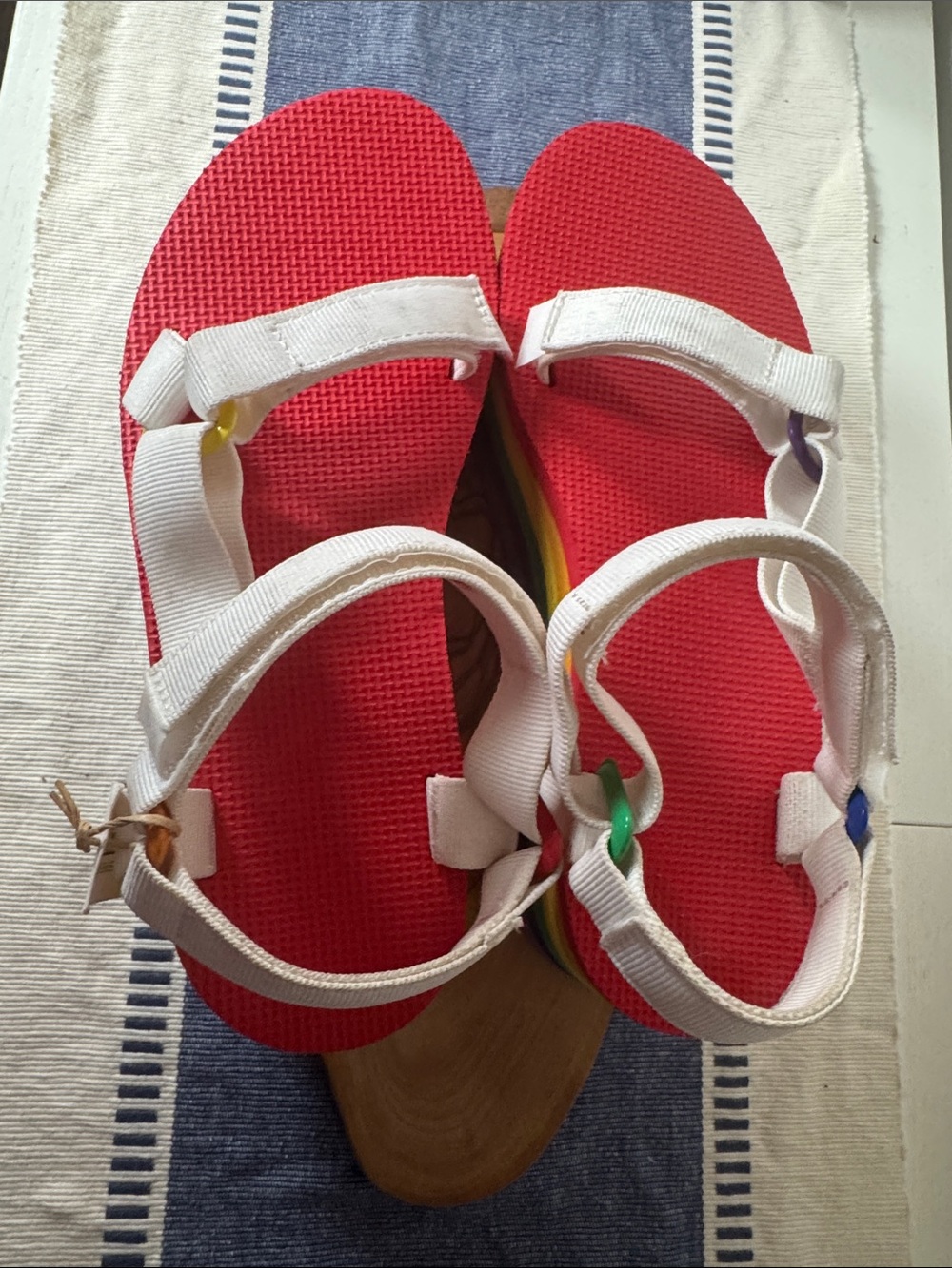 Teva White Sandals with Rainbow Platform - Picture 10 of 13